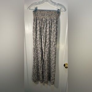 Sincerely Jules Youth L Dress slacks Stretch Slash Legs Floral Gray/White